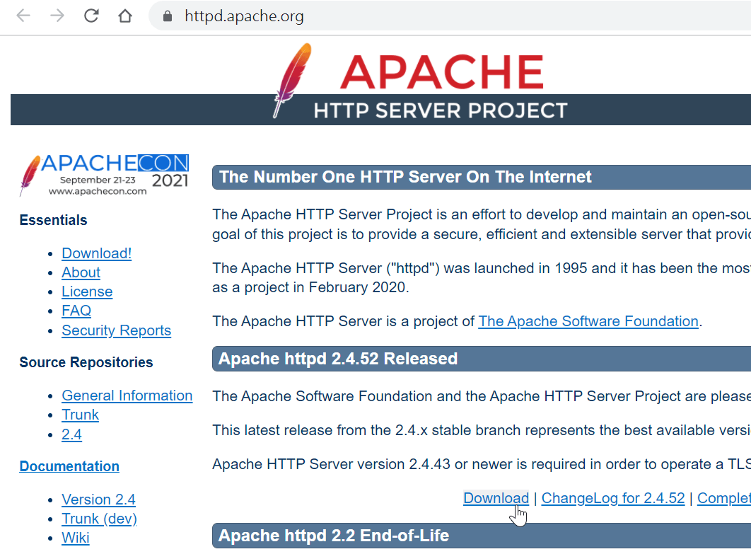 Apache網頁伺服器：Windows下載binary檔案，終端機執行安裝 1