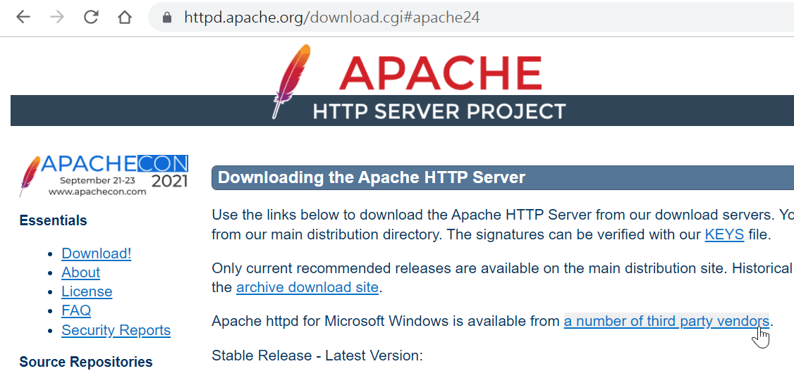 Apache網頁伺服器：Windows下載binary檔案，終端機執行安裝 3