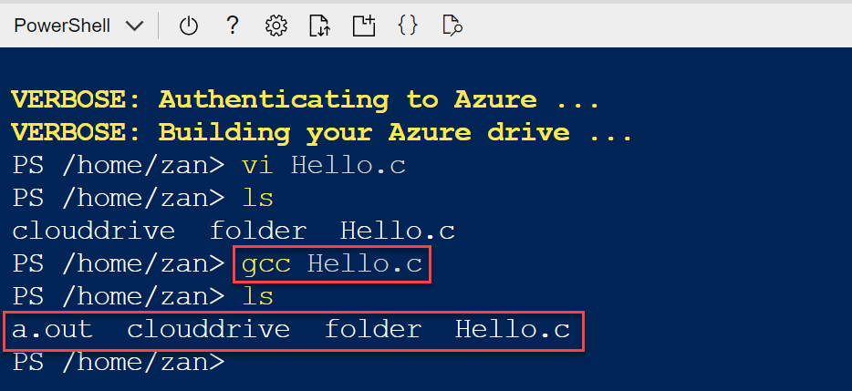 C語言教學：Azure Linux虛擬機器，Cloud Shell第一行Hello World 10