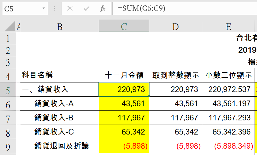 Excel自訂數值格式代碼，報表數字顯示千元表達 9