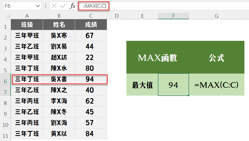 Excel函數教學：MAX、LARGE、LOOKUP成績查找 3